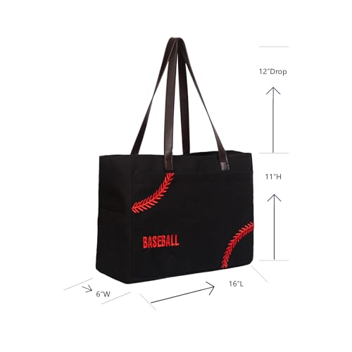 Bolsa Tote de Lona Baseball Mom Negro XL miniatura 4