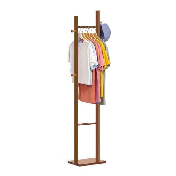 STAR WORK Premium Monarch Edition - Wooden Coat Hanger Stand for Home Bedroom Office | Cloth & Clothes Hanging Stand with Bottom Shoe Rack Shelf | Bamboo | Space Saver | Sturdy (Walnut | 5 Feet)-image-19