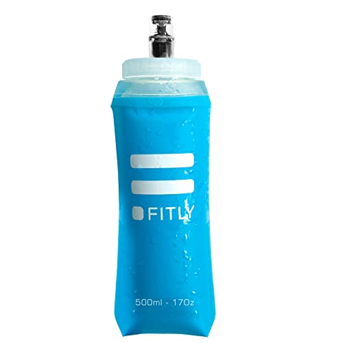 FITLY Soft Flask 500ml, Shrinks As You Drink Soft Water Bottle for Hydration On The Move, Collapsible Running Water Bottle