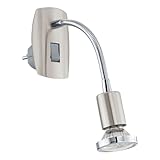 EGLO LED Steckdosenspot Mini, Steckdosenlampe mit Schalter und Flexarm, Leuchte Steckdose schwenkbar, Stahl in Silber und Chrom, Fassung: GU10, inkl. Schalter