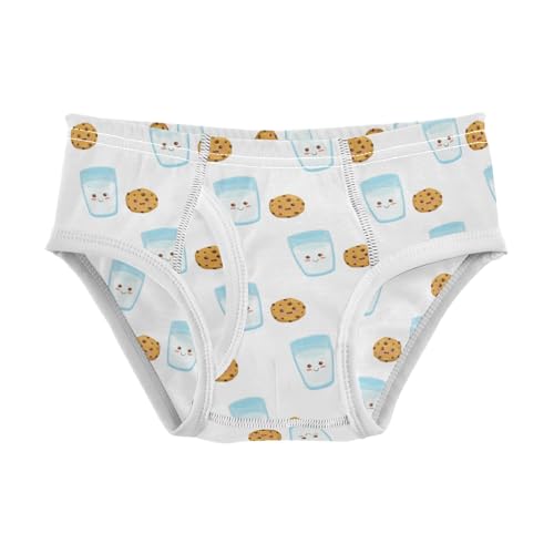 Boys' Exclusive Briefs Toddler Underwear 95% Combed Cotton Boxerbriefs 2T Cookie and Milk Pattern 61