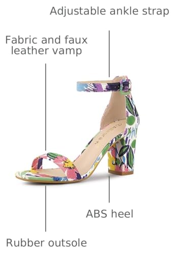 Image of Allegra K Women's Floral Print Open Toe Block High Heels Summer Sandals