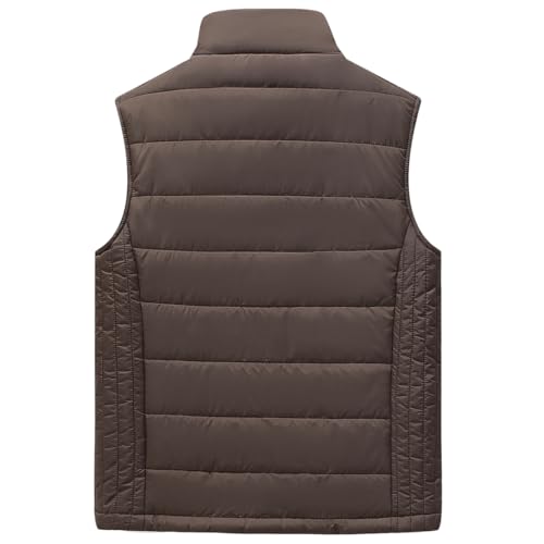 Image of Msmsse Men's Outerwear Vests Winter Quilted Padded Vest Gilet Stand Collar Warm Puffer Vest