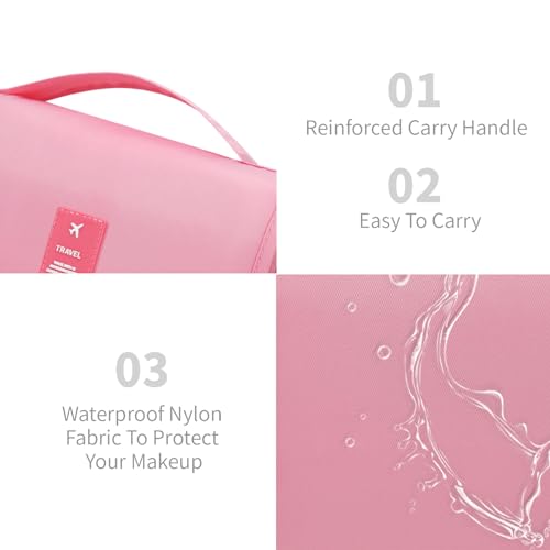 Image of Lcsmaokin Large Capacity Toiletry Bag Travel Bag with Hanging Hook for Men and Women Waterproof Travel Cosmetic Bag Bathroom Storage Bag for Brushes Set, Full-Sized Shampoo, Toiletries, Accessories,
