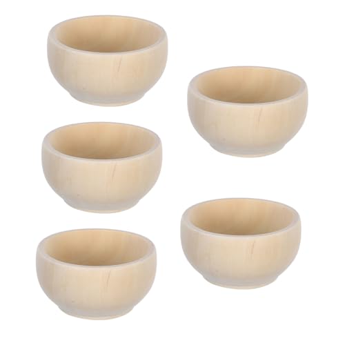 ノーブランド品 5個 木製ミニボウル 滑らかで な無塗装用木製小鉢 おままごと テーブル装飾 の絵画