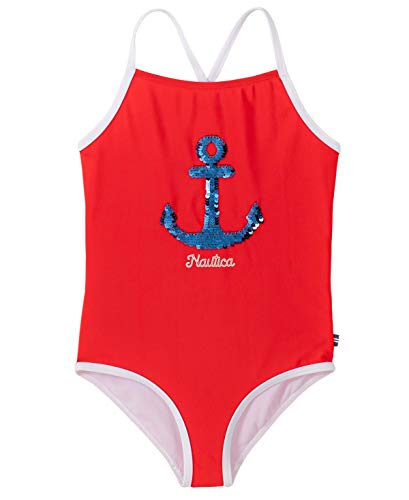 Image of Nautica Girls One-Piece Swimsuit with UPF 50+ Sun Protection, Quick Drying Bathing Suit