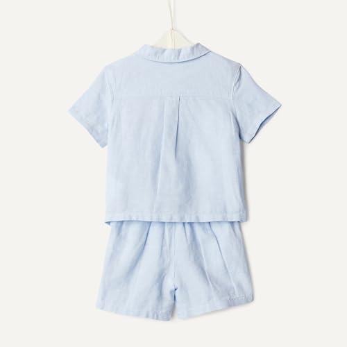 Image of Amazon Essentials x Sofia Grainge Toddlers and Baby Boys' Cotton Linen Short Sleeve Shirt & Shorts Play Set