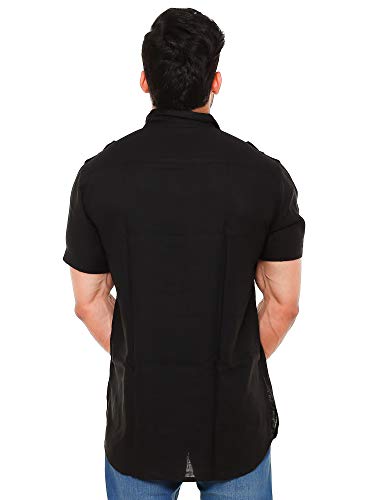 Image of Mens Cotton Linen Half Sleeve Plus Size Short Kurta