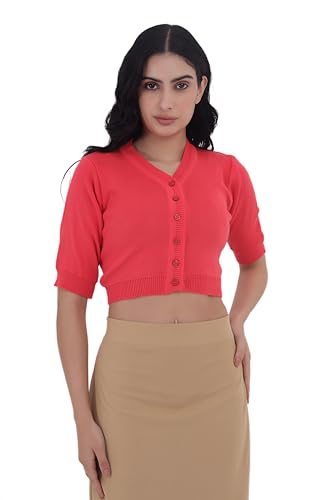 Image of Women Winter Wear V-Neck Half Sleeves Regular Fit Woollen Blouse