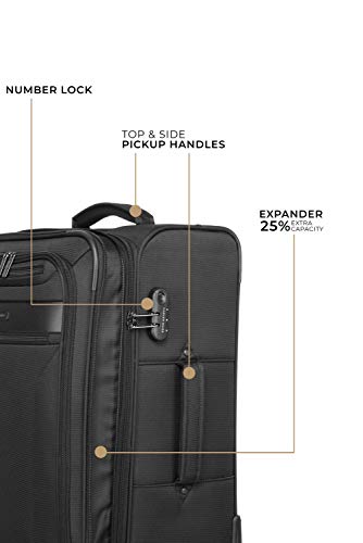 Image of Nasher Miles Berlin Expander Soft-Sided Polyester Luggage Set of 3 Trolley Bags (55, 65 & 75 cm) (Black,Blue,Purple).