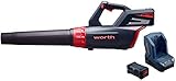 Worth Garden 84 V li-Ion eléctrico Potente soplador, 200 km/h, con Control de Velocidad, Incluye batería y Cargador, inalámbrico, Recargable, Hojas jardín, 3 años de garantía.
