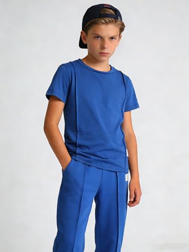 Image of OLMRJKD Boys 2 Piece Outfits Color Block Clothes Short Sleeve T Shirt and Camouflage Pants Summer Clothing Sets