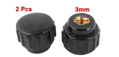 Sourcingmap M4 Diameter Female Thread Thumbscrew Grip Knurled Knob 2 Pcs, Gold,black - Image 2