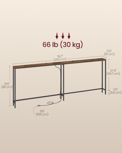Image of VASAGLE 78.8 inch Console Table, Narrow Behind Couch Table with Outlet