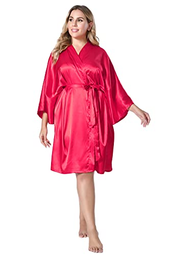 Image of EPLAZA Women Silky Satin Robe Wedding Bridal Party Bride Bridesmaid Robes Kimono Loungewear Dressing Gowns