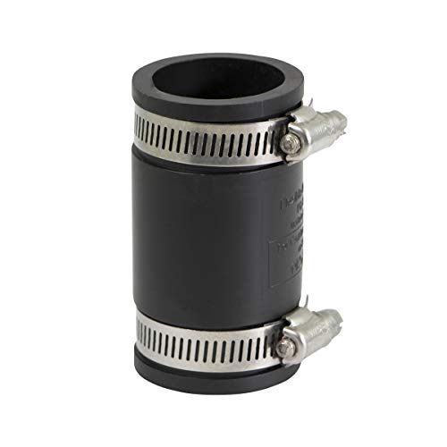 EVERCONNECT 4823 Flexible PVC Coupling with Stainless Steel Clamps, Black, 1-1/4 Inch