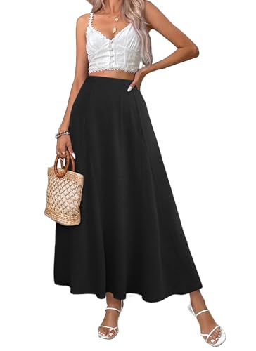 Herou Women Maxi Skirts Casual High Waist A-Line Skirts Summer Flowy Long Skirts for Women