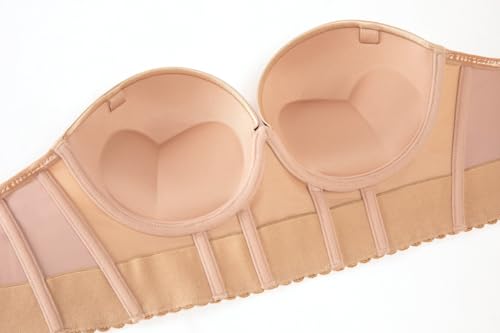 Image of SEA BBOT Women Anti-Slip Strapless Bra Longline Padded Push Up Bra