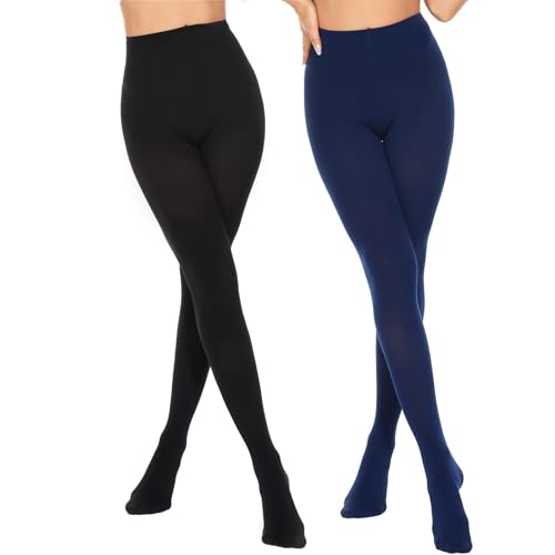 Image of DUCMODA Womens 80 Denier Opaque Tights, Women's Soft Solid Color Footed Pantyhose, High Waist Stocking with 30+ Colors