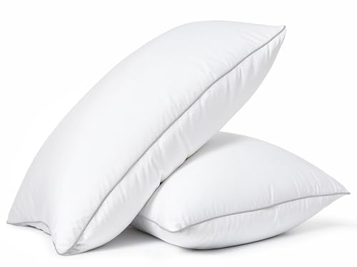 Image of Casa Platino Bed Pillows Queen Size Set of 2 - Firm, Cozy & Soft Pillows for Adults- Pack of 2 – Luxury Queen Size Bed Pillow for Side, Back & Stomach Sleepers - White