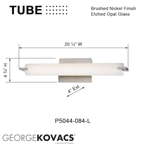Image of GEORGE KOVACS P5044-37B-L Tube LED Vanity Bath Light, 1-Light, 20 Total Watts, 4.75-in H x 20.5-in W, Dark Restoration Bronze
