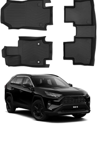 Compatible with Toyota RAV4 2019-2024 2025 – 2 Row TPE All-Weather Car Mats Full Set, 3D Precision Laser Scanned Liners