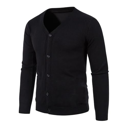 Men V Neck Button Cardigan Sweater Knitwear Long Sleeve Casual Fit Knitted Pullover4