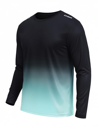 PINSPARK Herren Sport T-Shirt Langarm UPF50+UV Schutz Sonnenschutz Funktionsshirt Schnelltrocknend Atmungsaktiv Trainingsshirt Fitness Laufshirt Hellgrün XL