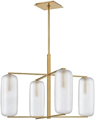 Hudson Valley Lighting Pebble 4 Light Chandelier - Aged Brass Finish - Frosted Glass