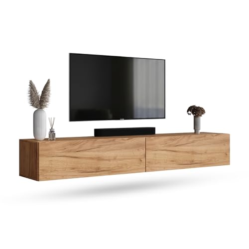 Planetmöbel West TV-Schrank, Fernsehtisch 200 cm lang, TV-Board hängend...