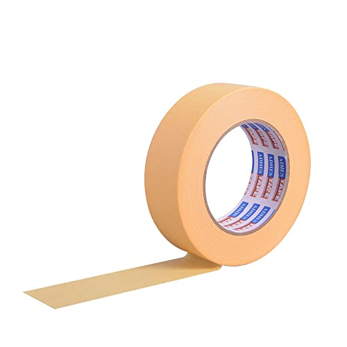 Adhes Automotive Refinish Masking Tape, Car Vehicles Auto Body Paint Tape For Curve, No Residue High Temperature Resistance Automotive Painters Tape Bulk Set, 1.4 Inch X 60 Yds X 6 Rolls, Yellow #TOP5