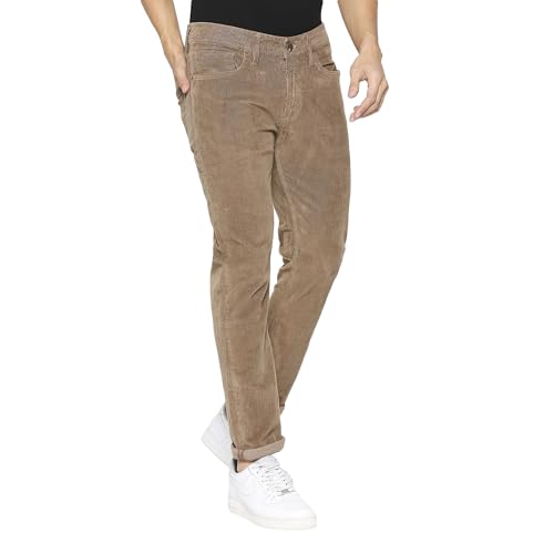 Image of Being Human Beige Slim Straight Fit Men's Denims Clothing