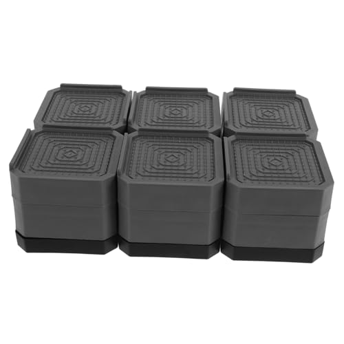 OSALADI 6個 家具マット ベッドライザー正方形 ソファライザー テーブル脚ライザー ソファ用家具ライザー ベッドリフトライザー 洗濯機ベース 洗濯乾燥機台座 プラスチック Grey