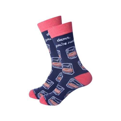 Product Image of the Bourbon Men's Socks – Funny Novelty Dress Socks for Whiskey Lovers – Unique Bourbon Whiskey – Birthday & Father’s Day Gift (US, Alpha, One Size, Regular, Regular, Damn You're Neat)