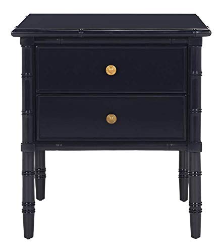 SAFAVIEH Furniture - Niah 2-Drawer Nightstand - Navy & Gold - Wood - Glam Hardware Design - Ideal...