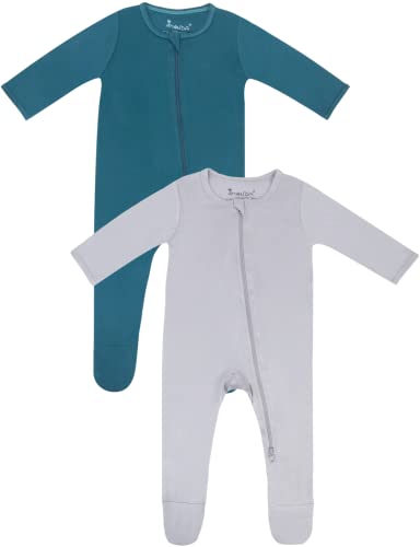 Image of Jimonda Bamboo Baby Pajamas,Unisex Boys Girls One-Piece Footies,Long Sleeve Sleepers 2-Way Zip closure Romper