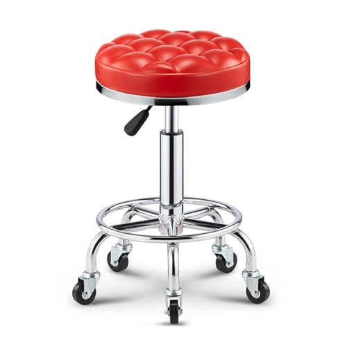 Taburete giratorio ajustable con ruedas, silla giratoria redonda para salón, bar, oficina en casa, tatuaje y uso, capacidad de peso de 400 libras, diseño ergonómico