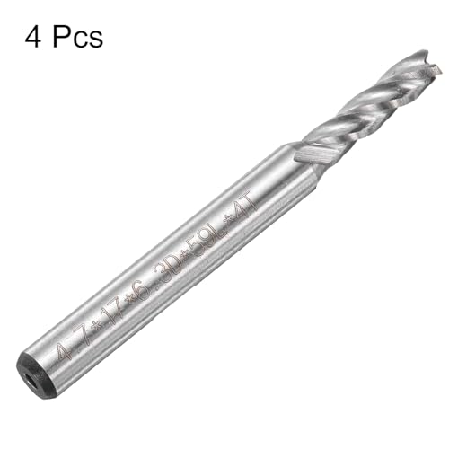 Image of uxcell 4.7mm Cutting Dia 6.3mm Straight Shank 4 Spiral Flutes Cutter Tool HSS-AL End Mill Bit 4pcs CNC Cutter Router Bits Spiral Milling Cutter Tool for Wood PVC MDF Engraving