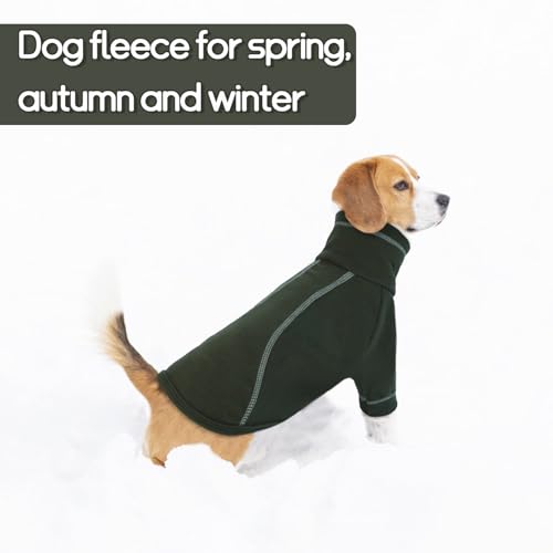 Hjumarayan Hundepullover Kleine Hunde - Dehnbarer Fleece Pullover Kleine Hund, Hundekleidung Warm Rollkragen Hundepulli mit Beinen, Hunde Klamotten für Shih Tzu, Mops, Dunkelgrün L