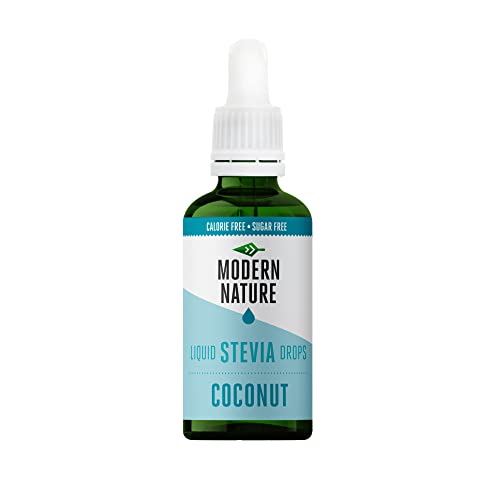 Modern Nature - Gotas de Stevia Líquida – Sabor Coco 50ml - Edulcorante Natural, Sin Azúcar, Sin Calorías, Keto - Sustituto del Azúcar y Jarabe de Café
