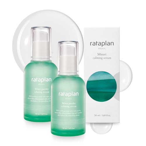 RATAPLAN Water Parsley Calming Serum 2 Pack - Korean Skincare with Hyaluronic Acid, Aloe, Centella Asiatica, Tea Tree, Heartleaf, Reduce Skin Heat, Hypoallergenic, Replenish moisture