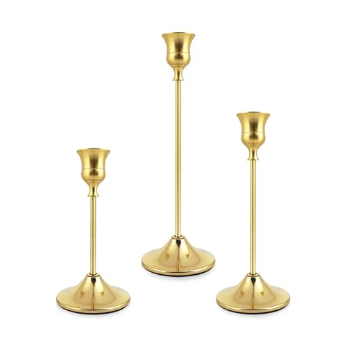 3PCS Copper Iron Candle Holders, Goblet Shape...
