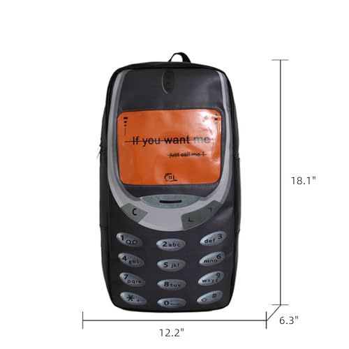 Stylish Phone Shaped Backpack Laptop Knapsack for Hiking, Travel, Funny Telephone bag Novel Unique Leather Backpacks (BLACK)2