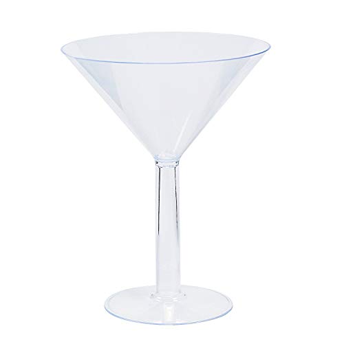 Fun Express 2 Pieces Large Martini Glasses, 28 oz, BPA Free Plastic, Drinkware Reusable Cups, Party Supplies