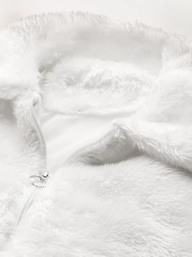 Image of Aarika Womens Winter Wear White-Pink Colour Solid Fur Sweat Shirt