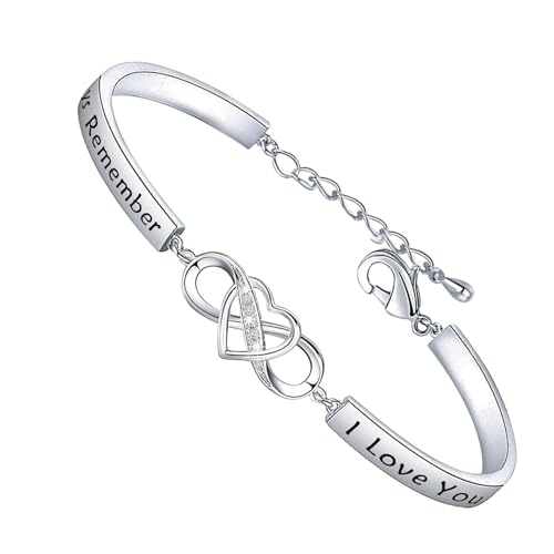 Consejos para Comprar Love Always que puedes comprar esta semana. 16 FEELMEM - Pulsera de regalo para mamá Always Remember I Love You Mom Infinity Love Heart Pulsera de cumpleaños para mamá de hija, Pequeño, Cobre, Circonita cúbica