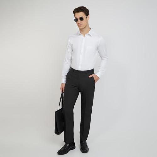 Image of Raymond Men Cotton Slim Fit Solid Pattern Semi Cut Away Collar Formal Shirt
