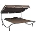 Produktbild vidaXL Garten Sonnenliege mit Sonnendach Kissen Doppelliege Gartenliege Relaxliege Strandliege Liege Gartenmöbel Braun 200x173x135cm