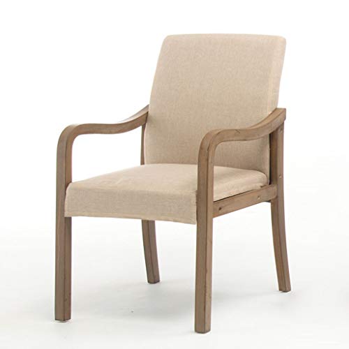 Modernas sillas de comedor tapizadas de madera con reposabrazos, cómoda silla de recepción de invitados en color caqui