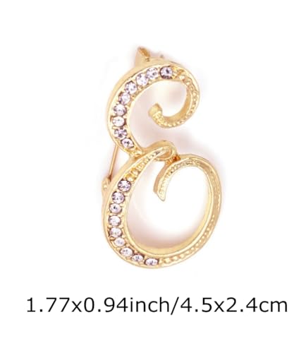 Image of vmcoatdu Women A-Z Initial Pins 26 Letters Pins Gold Plated Metal Brooches Clear Crystal Rhinestone Brooch Breastpin Badge